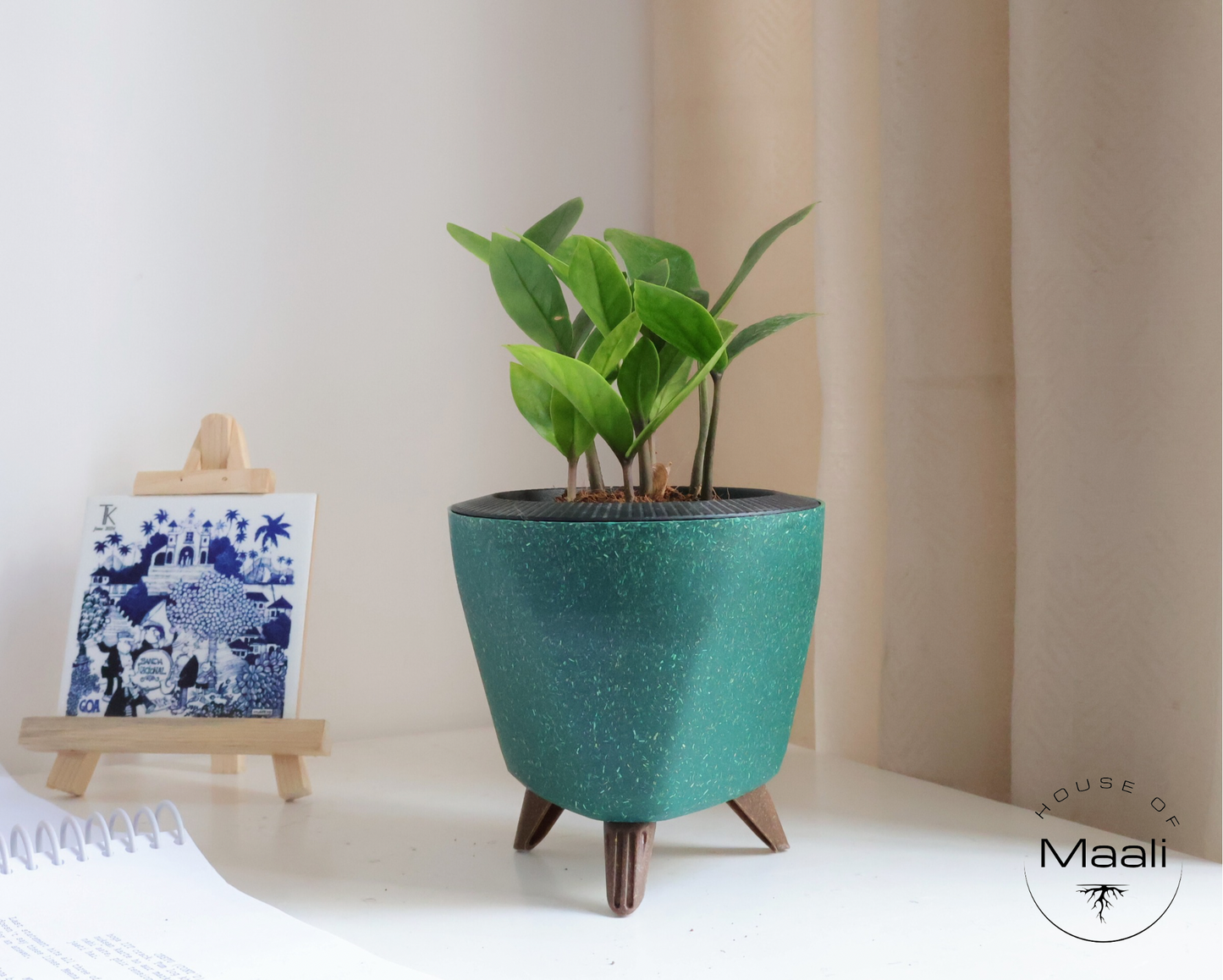 ZZ - Green + 13cm Green Self-watering Desk Planter